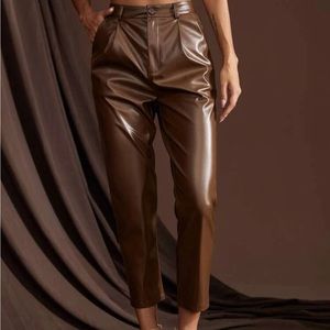 Faux leather brown pants
